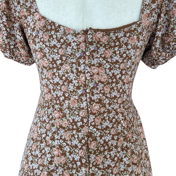 ASTR the Label Dress Women's Small Brown Floral Milkmaid Cottagecore Midi - Picture 11 of 15